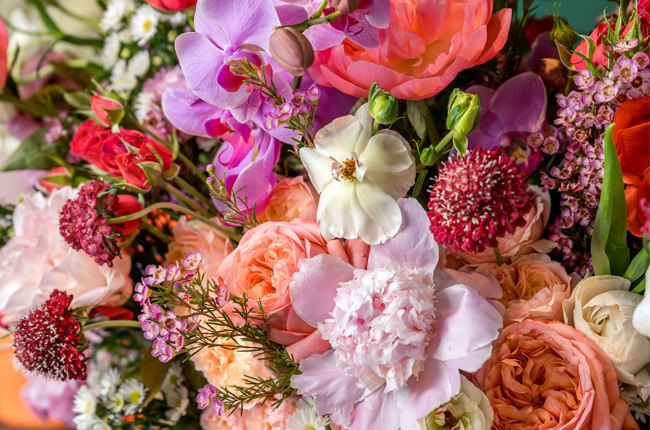 Colorful spring flower arrangement
