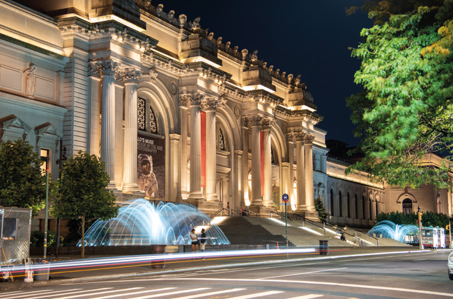 The Met Museum facade at night