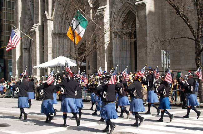 St. Patrick's Day parade marching band on Fifth Avenue