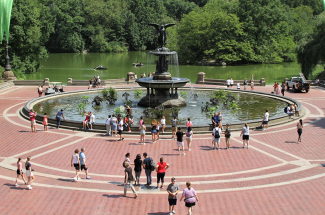 Bethesda Fountain in Central Park on a sunny day