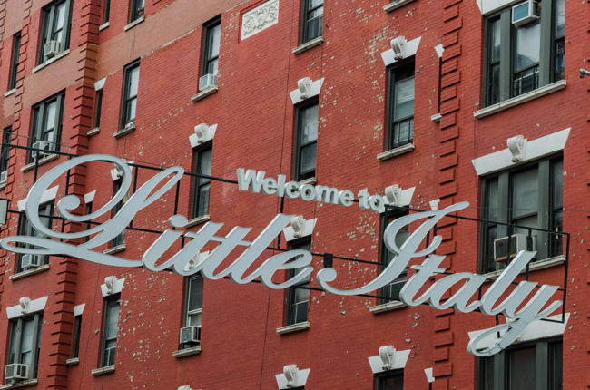 Welcome to Little Italy sign in New York City